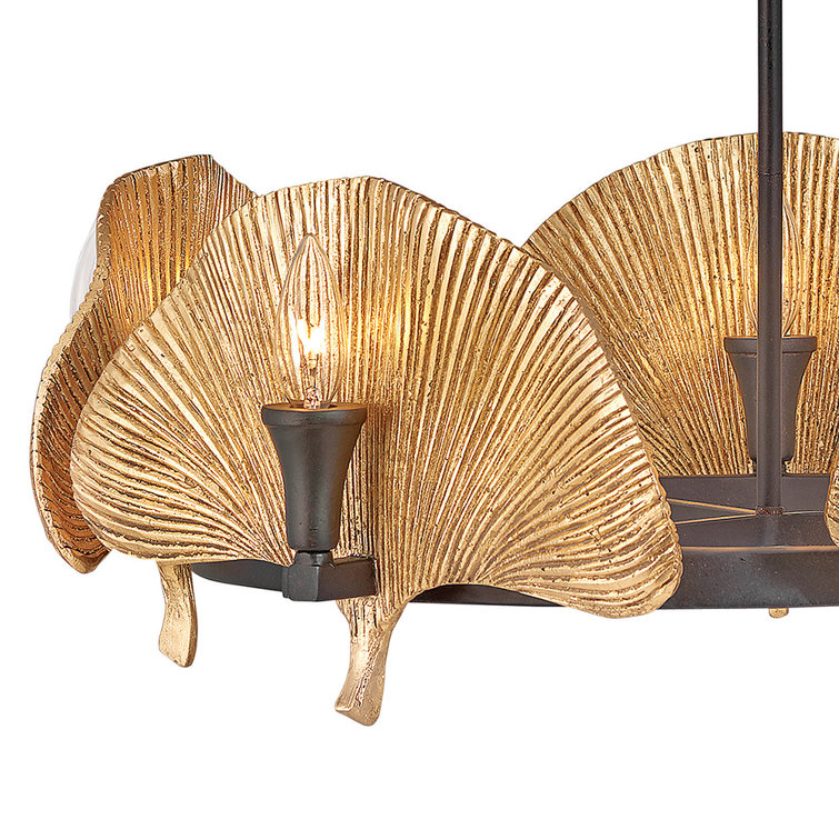 Cera Museum Bronze 10-Light Wagon Wheel Chandelier with Cleopatra Gold Accents