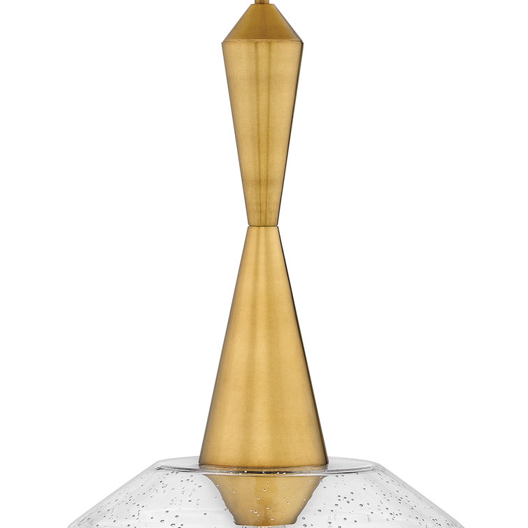 Heritage Brass Polished Nickel 1-Light Schoolhouse Pendant with Clear Seedy Glass