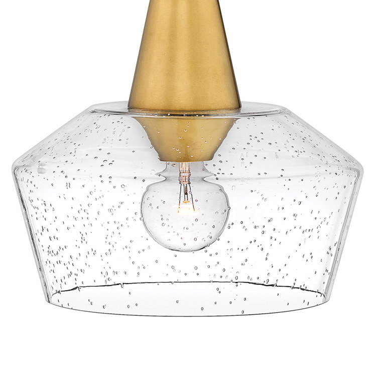 Heritage Brass Polished Nickel 1-Light Schoolhouse Pendant with Clear Seedy Glass