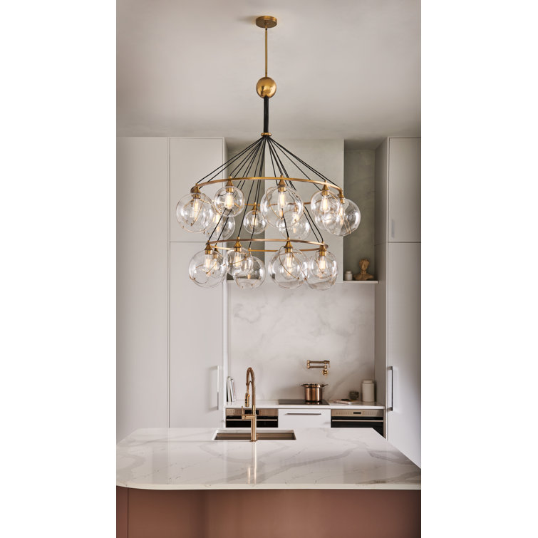 Heritage Brass Skye 18-Light Tiered Glass Globe Chandelier