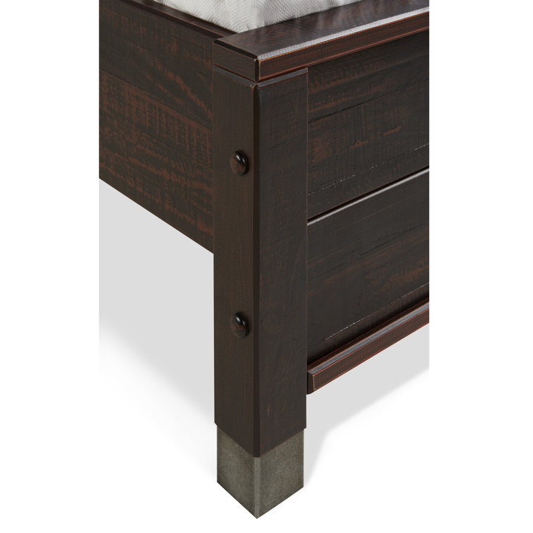 Baja Twin-Size Walnut Solid Pine Wood Platform Bed with Headboard