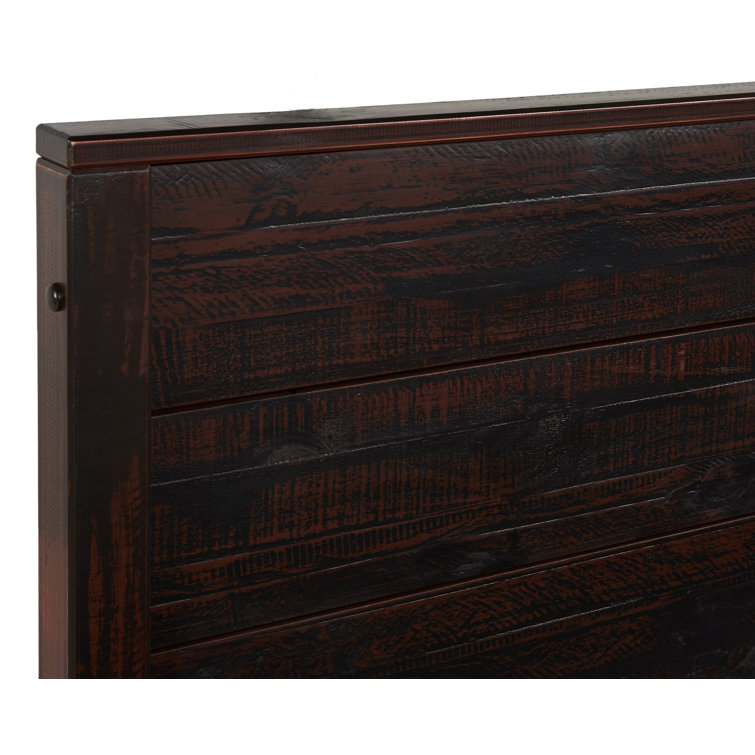 Baja Twin-Size Walnut Solid Pine Wood Platform Bed with Headboard