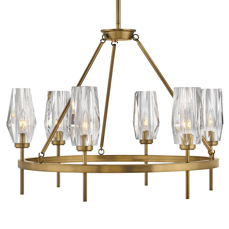 Heritage Brass 6-Light Crystal Chandelier with Faceted Shades