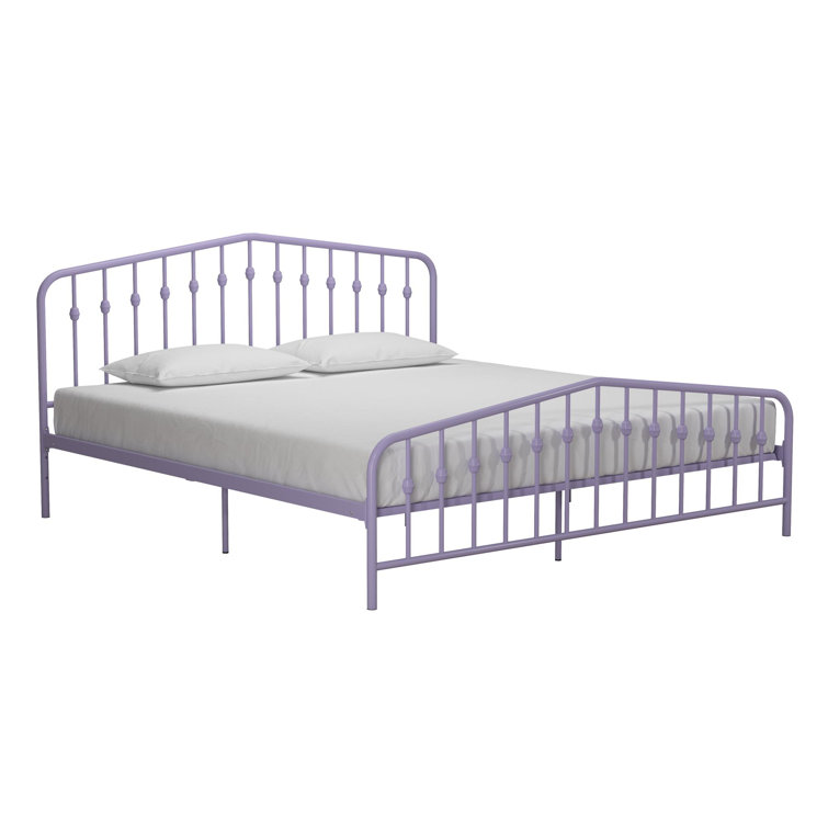 Lavender King Metal Platform Bed Frame with Headboard and Slats