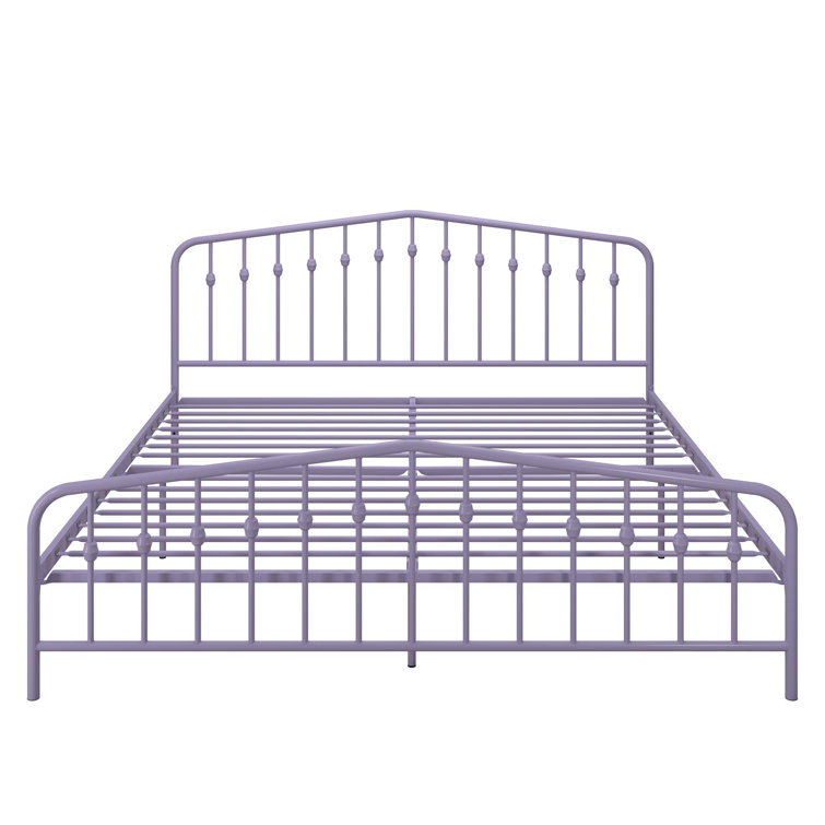Lavender King Metal Platform Bed Frame with Headboard and Slats
