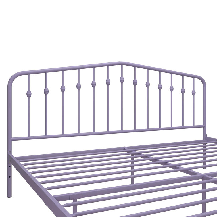 Lavender King Metal Platform Bed Frame with Headboard and Slats