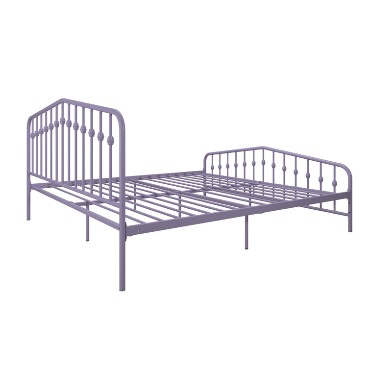 Lavender King Metal Platform Bed Frame with Headboard and Slats
