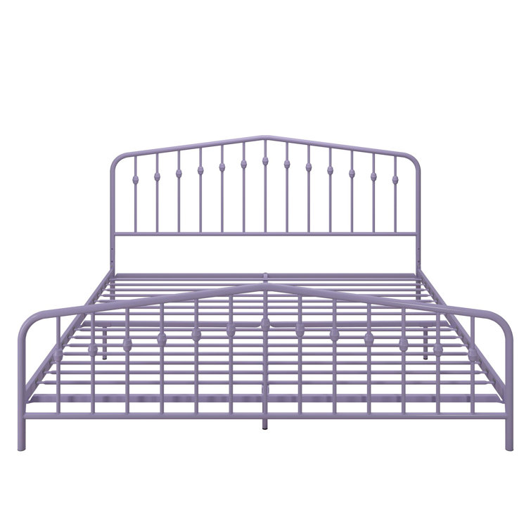Lavender King Metal Platform Bed Frame with Headboard and Slats