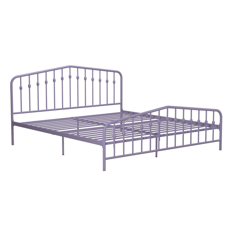 Lavender King Metal Platform Bed Frame with Headboard and Slats