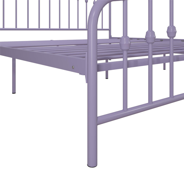 Lavender King Metal Platform Bed Frame with Headboard and Slats