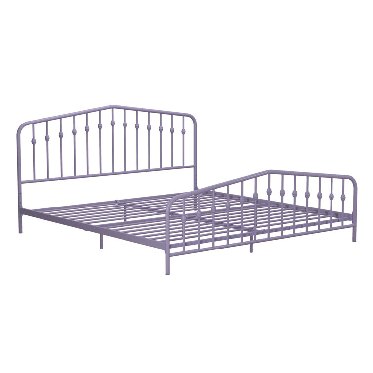 Lavender King Metal Platform Bed Frame with Headboard and Slats