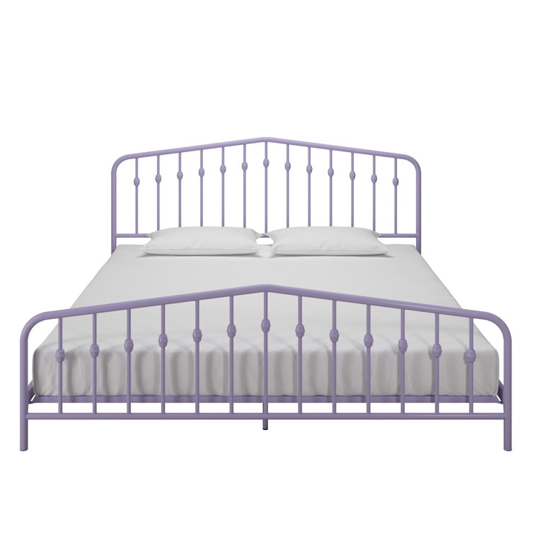 Lavender King Metal Platform Bed Frame with Headboard and Slats