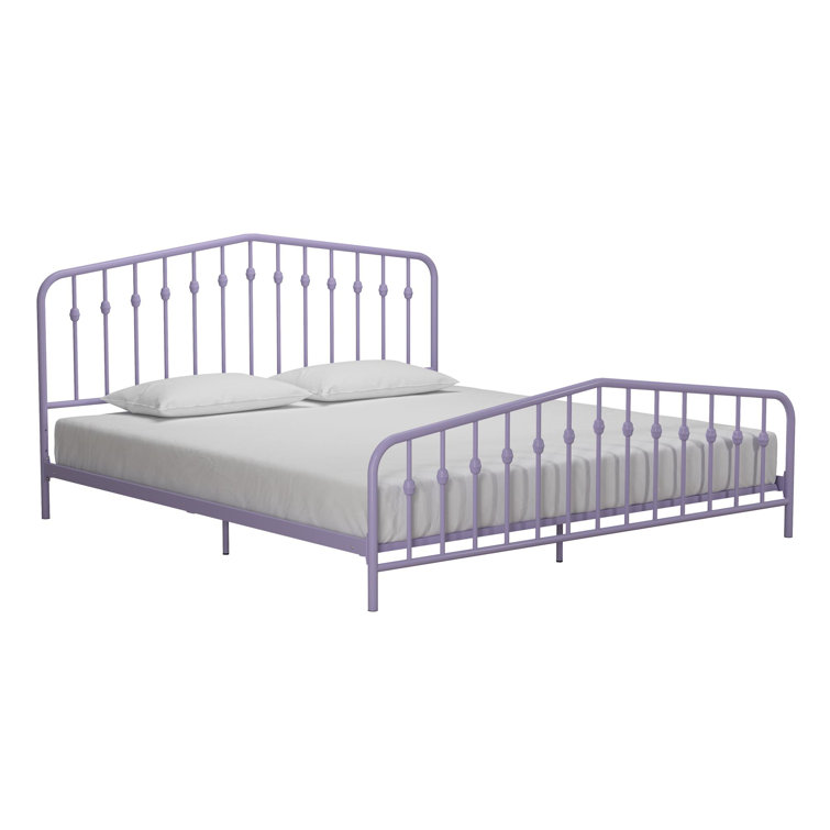 Lavender King Metal Platform Bed Frame with Headboard and Slats