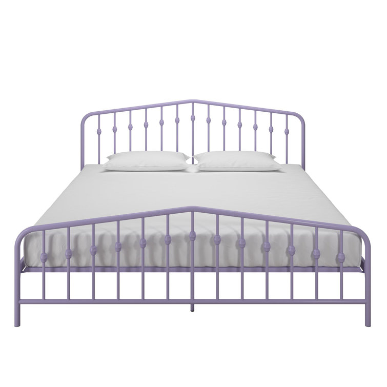 Lavender King Metal Platform Bed Frame with Headboard and Slats