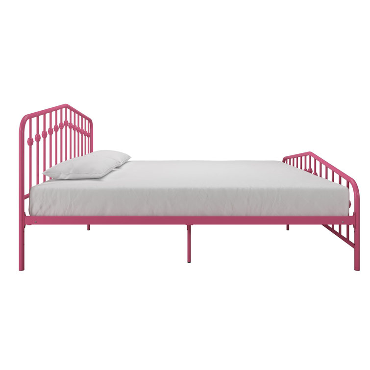 Hot Pink King Metal Platform Bed with Headboard and Slats