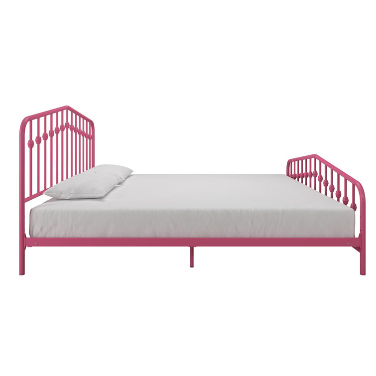 Hot Pink King Metal Platform Bed with Headboard and Slats
