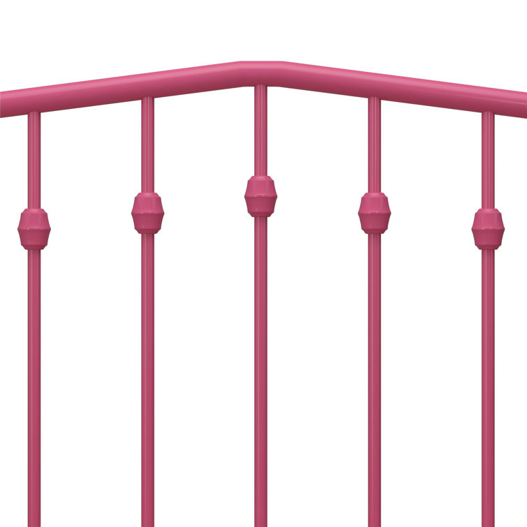 Hot Pink King Metal Platform Bed with Headboard and Slats