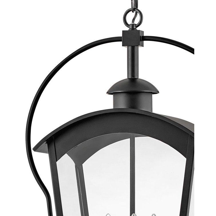 Black and Burnished Bronze 3-Light Outdoor Lantern Pendant