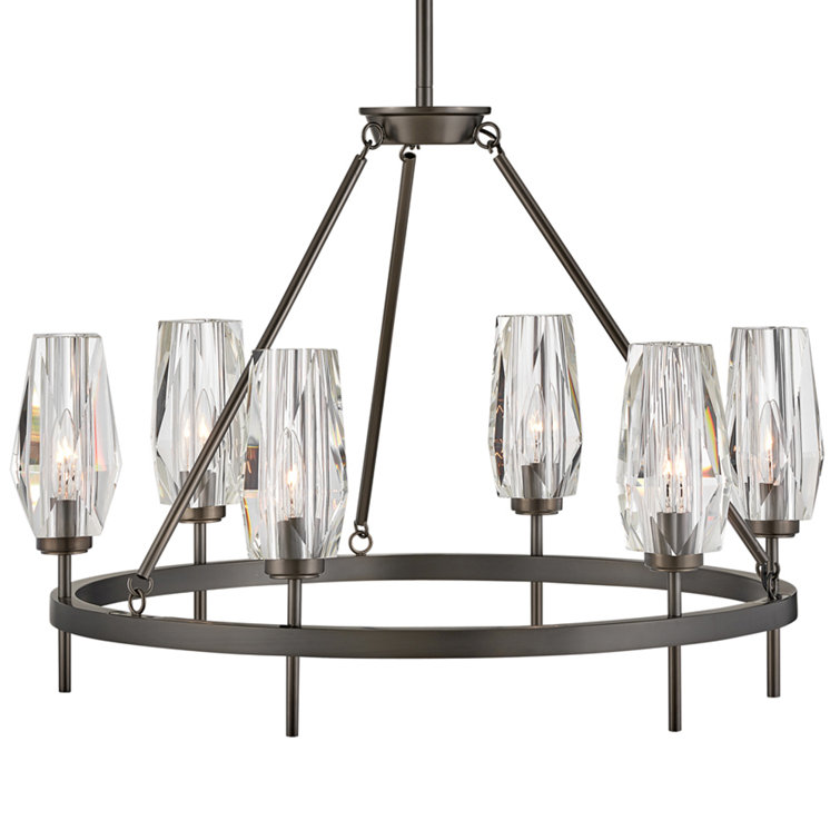 Mini Brass Crystal 6-Light Chandelier with Black Oxide Finish