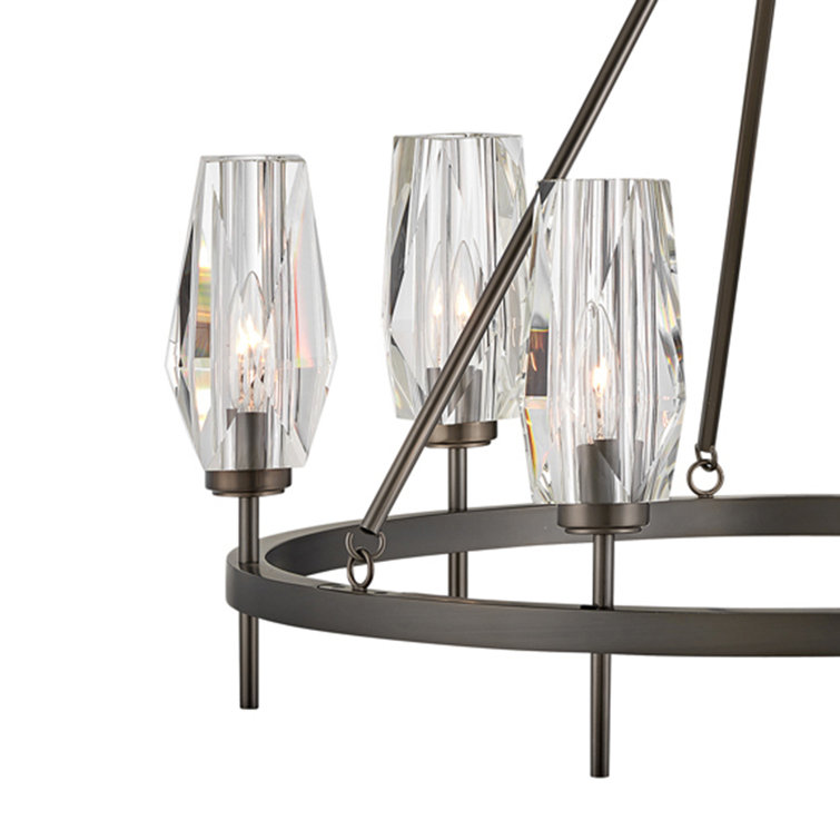 Mini Brass Crystal 6-Light Chandelier with Black Oxide Finish