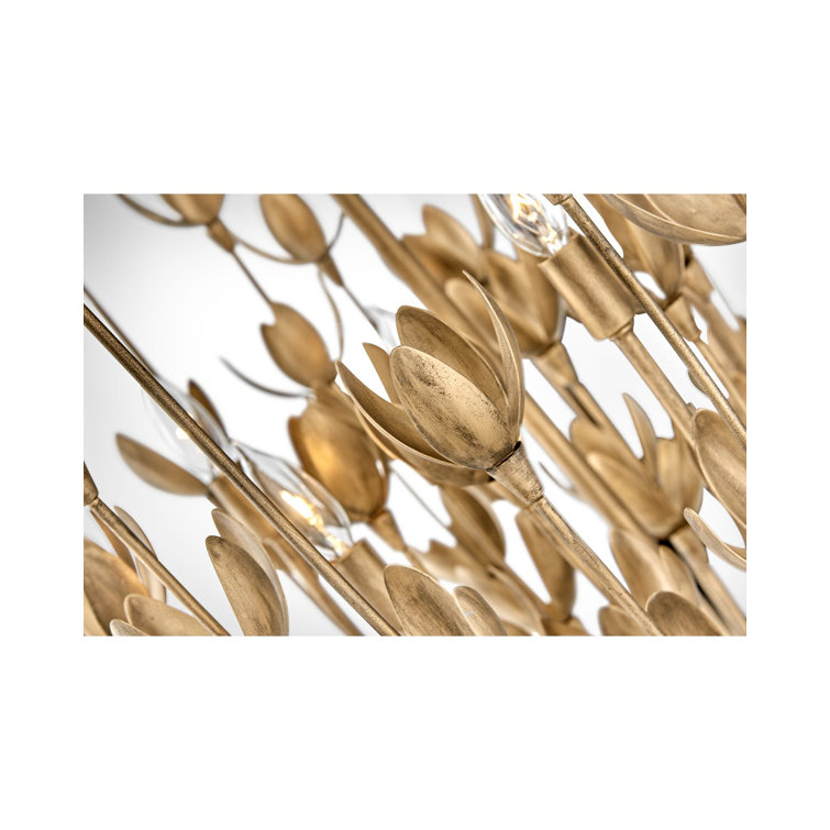 Burnished Gold 6-Light Floral Steel Chandelier