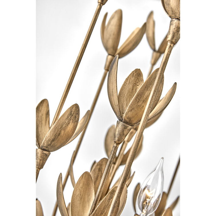 Burnished Gold 6-Light Floral Steel Chandelier