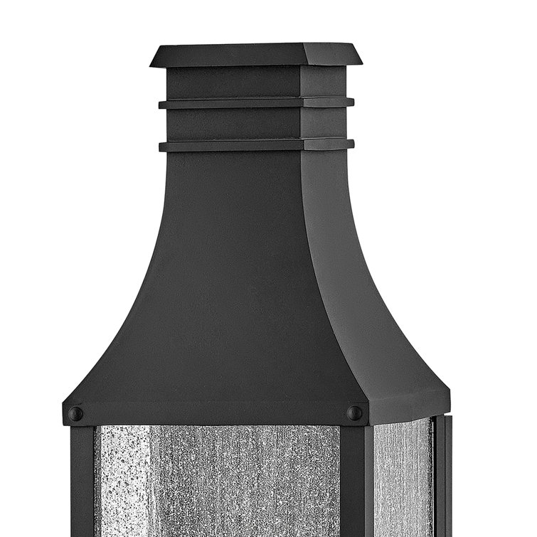Museum Black Dimmable LED Wall Lantern with Seedy Glass