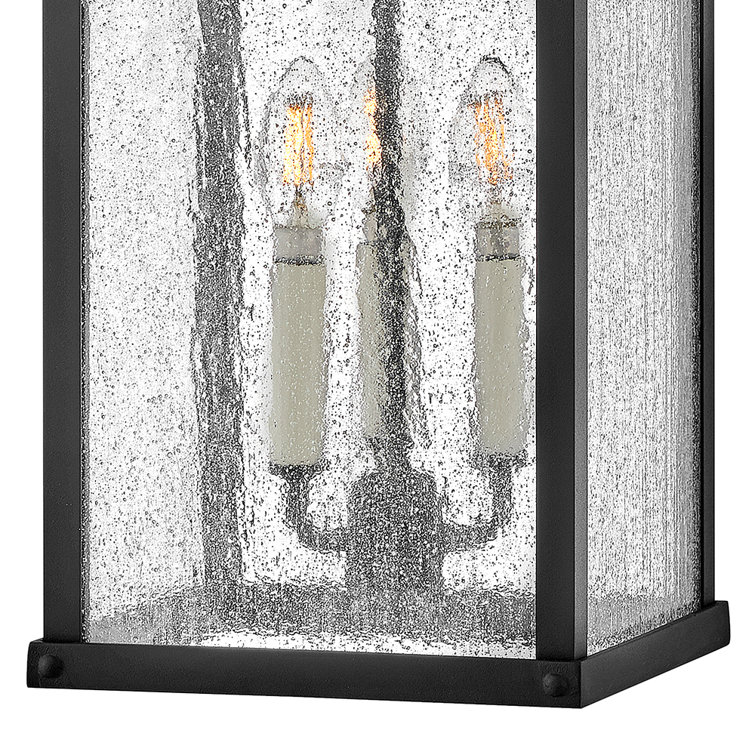 Museum Black 3-Light Outdoor Wall Lantern with Clear Seedy Glass
