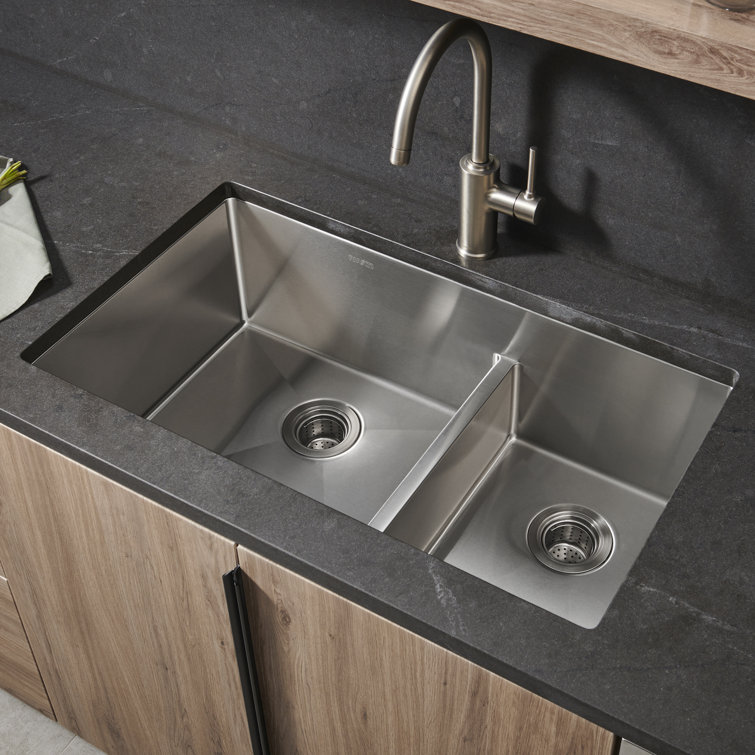 Ruvati 33-Inch Stainless Steel Double Bowl Undermount Kitchen Sink