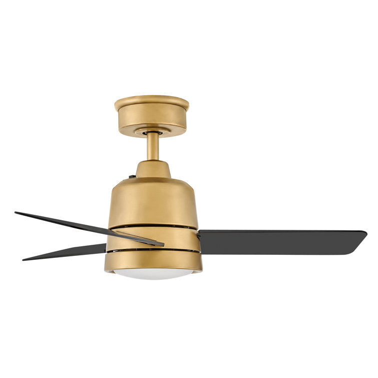 36'' Heritage Brass and Matte Black Smart Ceiling Fan with LED Light