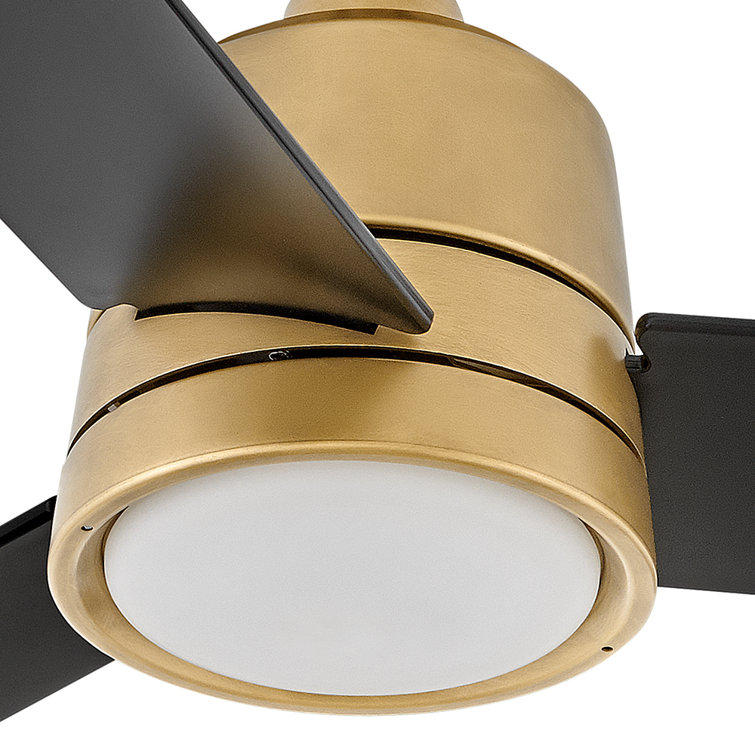 36'' Heritage Brass and Matte Black Smart Ceiling Fan with LED Light