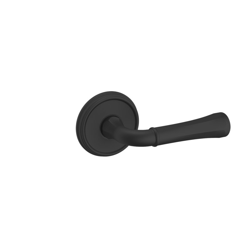 Satin Black Classic Door Lever with Round Rose