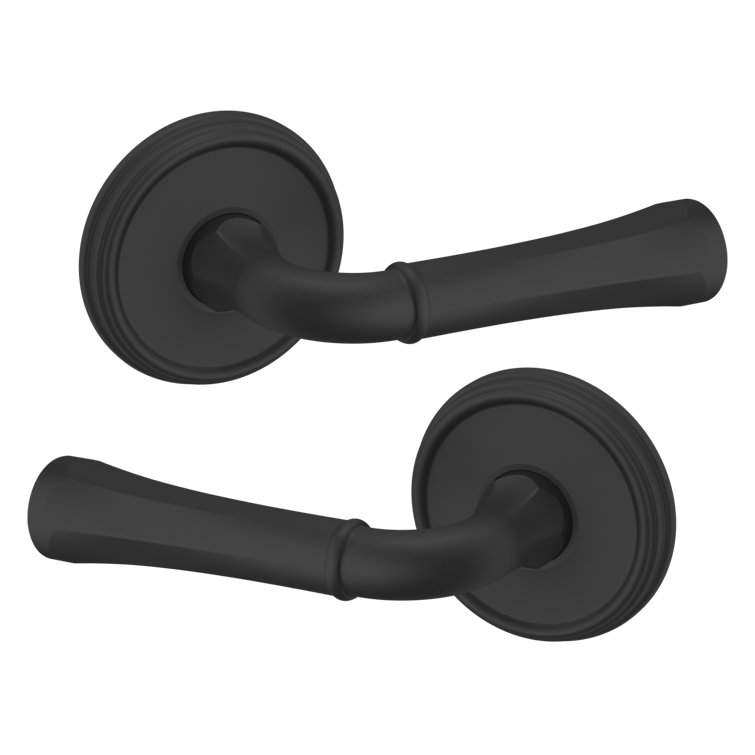 Satin Black Classic Door Lever with Round Rose