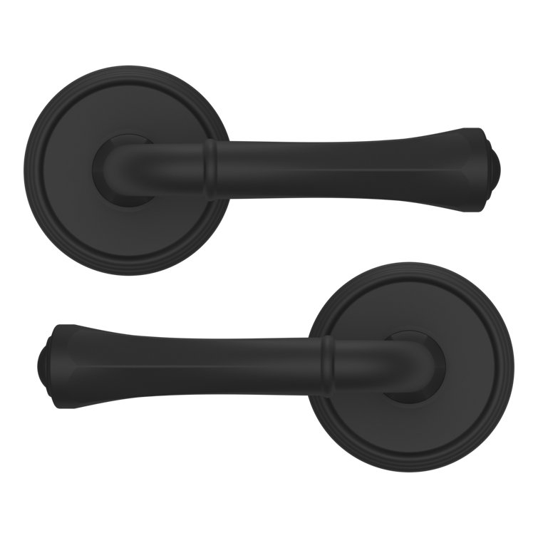 Satin Black Classic Door Lever with Round Rose