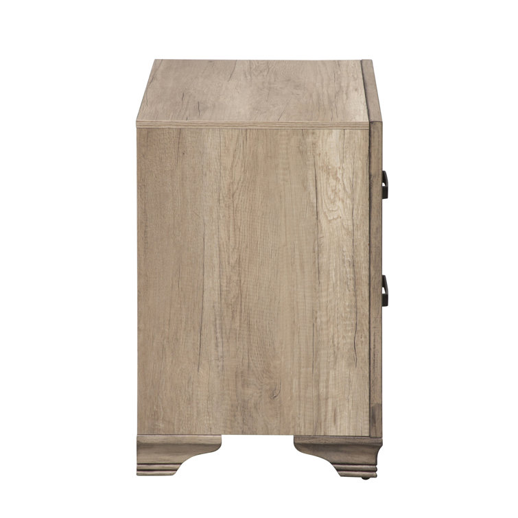 Sandstone Finish King Upholstered Bed with Dresser and Mirror