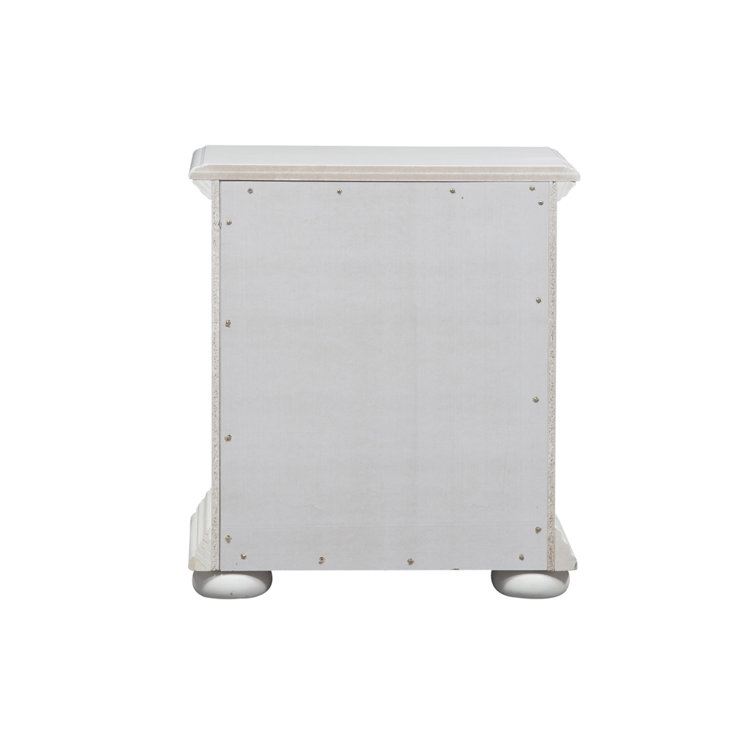 Cottage Charm White 2-Drawer Nightstand with Bun Feet
