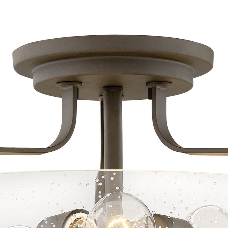 Harper Transitional Clear Seedy Glass 3-Light Ceiling Fixture in Oil Rubbed Bronze