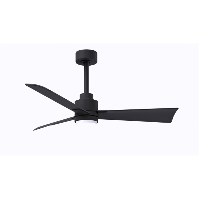 42" Textured Bronze Ceiling Fan with Matte Black Blades and LED Light