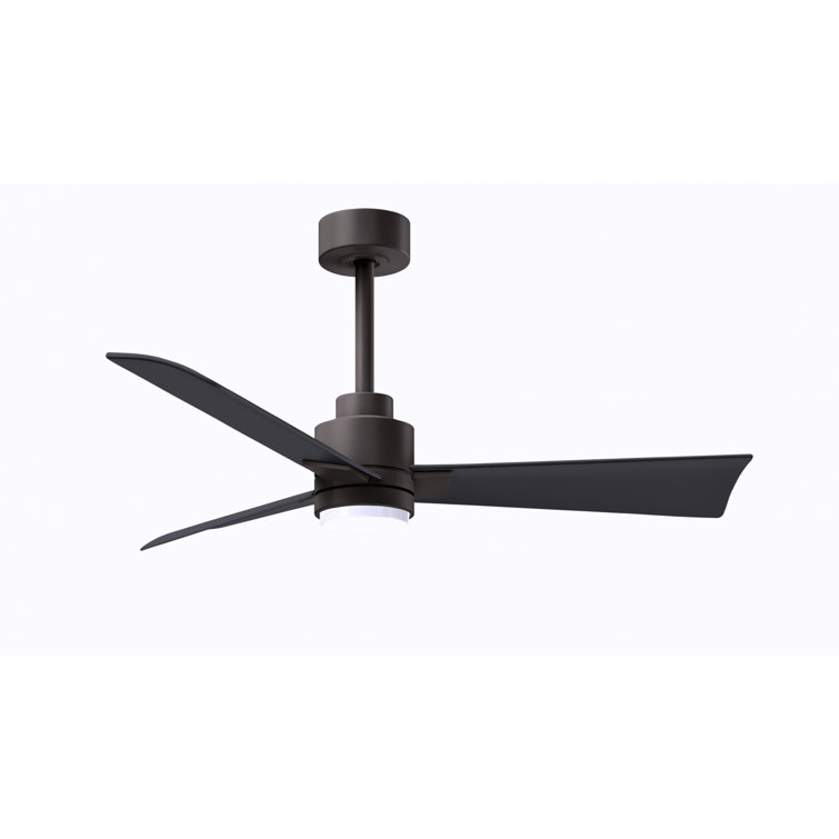 42" Textured Bronze Ceiling Fan with Matte Black Blades and LED Light