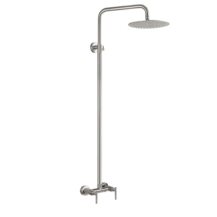 Brushed Stainless Steel Wall Mounted Outdoor Rain Shower