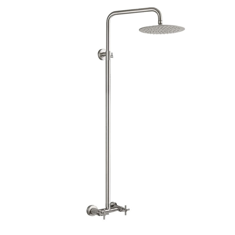 Brushed Stainless Steel Wall Mounted Outdoor Rain Shower