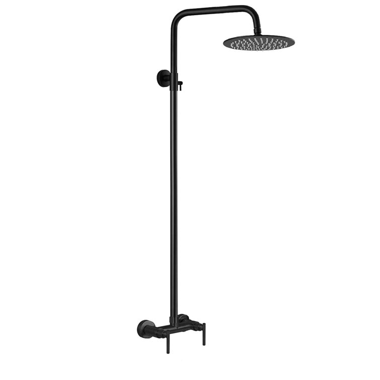 Matte Black Stainless Steel Wall Mounted Outdoor Shower