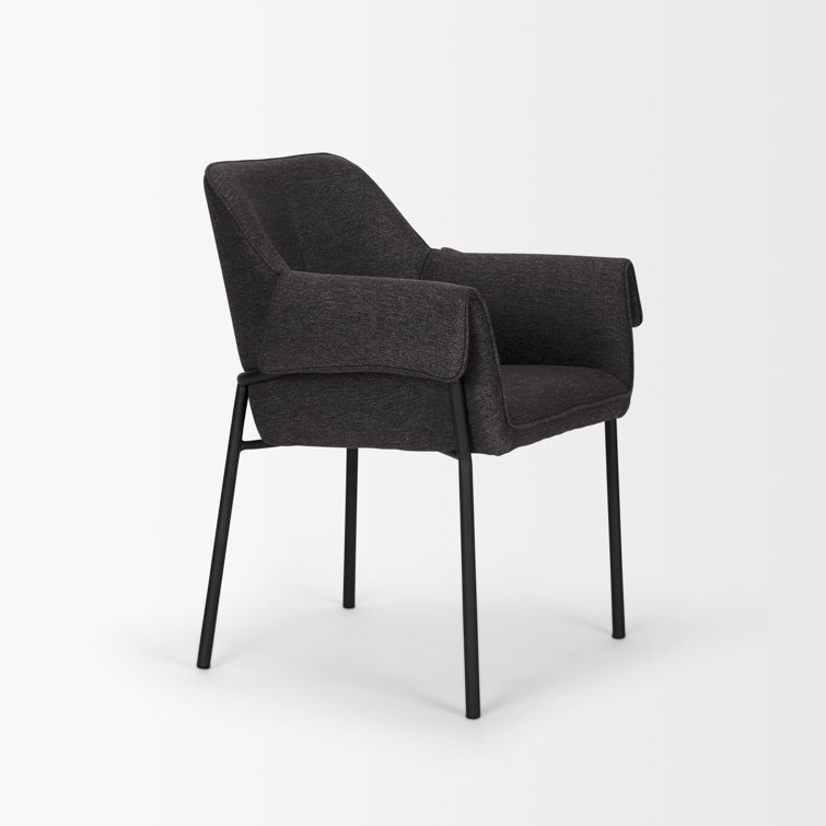 Gray Upholstered Metal Frame Arm Chair