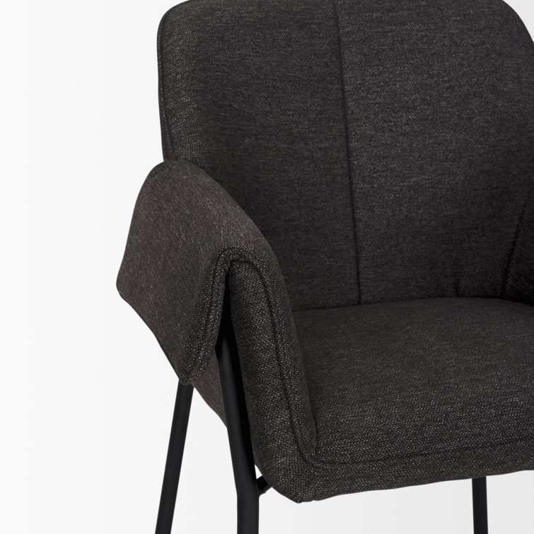Gray Upholstered Metal Frame Arm Chair