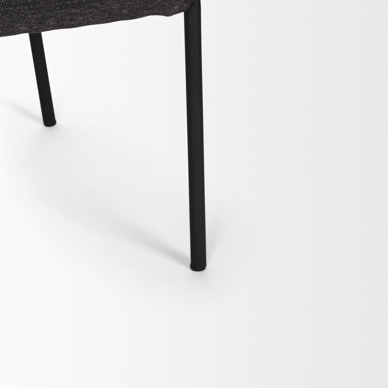 Gray Upholstered Metal Frame Arm Chair