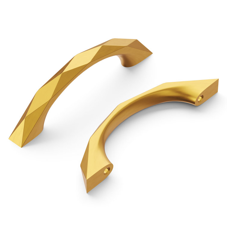 Brushed Golden Brass Modern Kitchen Cabinet Pulls, 3"
