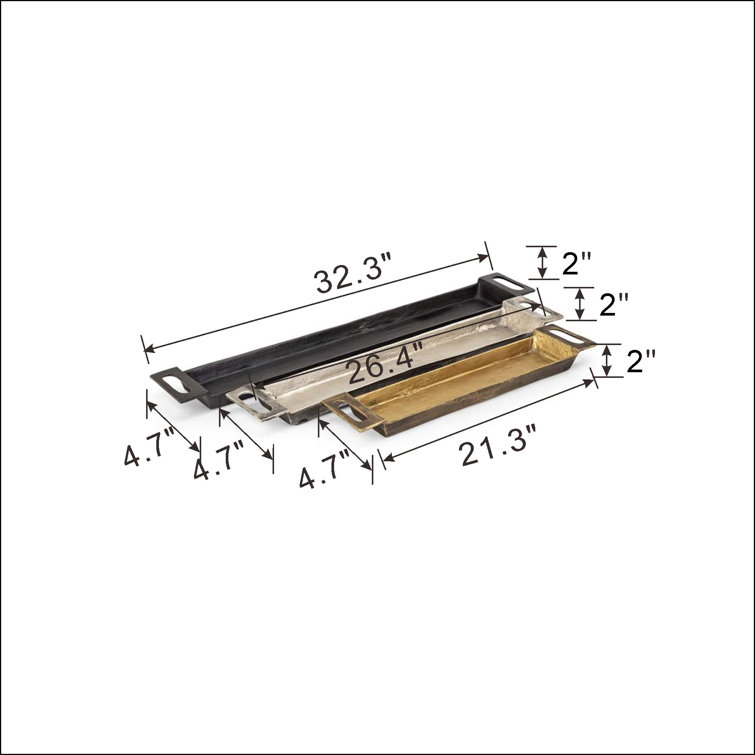 Danny Rustic Gold, Silver, and Black Aluminum Serving Trays - Set of 3