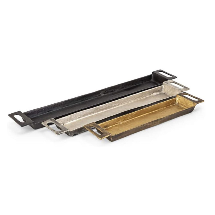 Danny Rustic Gold, Silver, and Black Aluminum Serving Trays - Set of 3