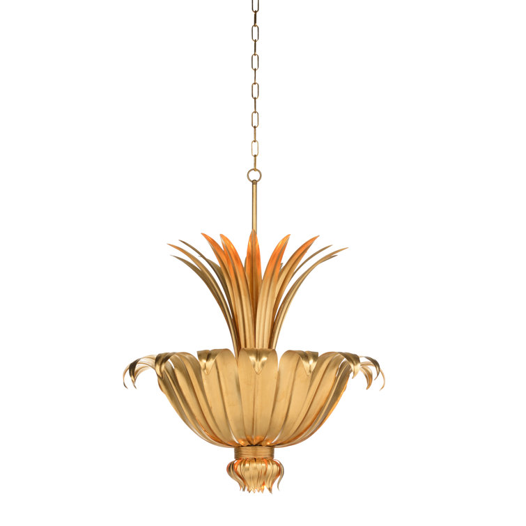 Antique Gold Leaf 5-Light Iron Chandelier