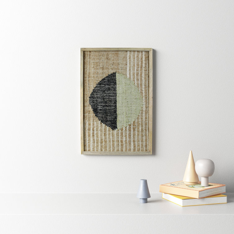 Handmade Abstract Cotton and Hemp Wall Art with Mango Wood Frame